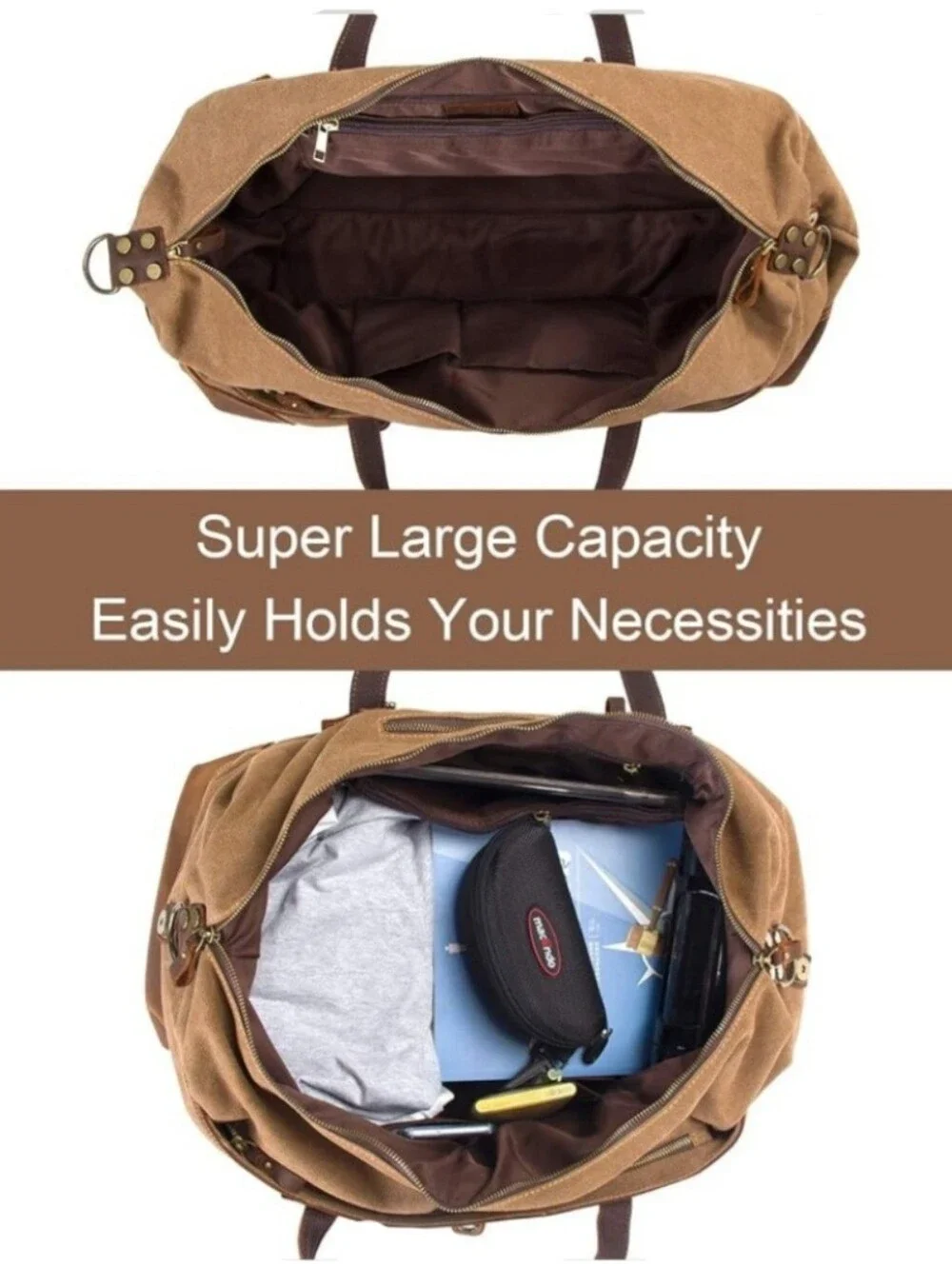 Emissary Duffle Bag Brown Leather & Waxed Canvas Large Travel Weekender For Men